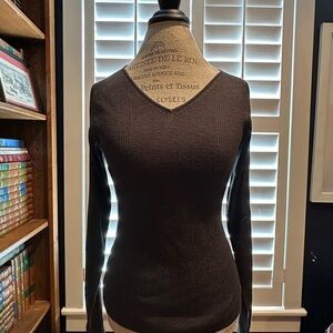 Banana Republic Dk Gray 100% Silk V-Neck Sweater